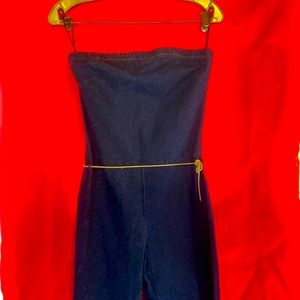 Silhouette Blue Denim strapless jumpsuit size L